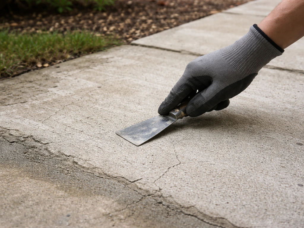 Close-up of exposed concrete and mortar bed texture, highlighting cracks, firmness, and slight moisture.