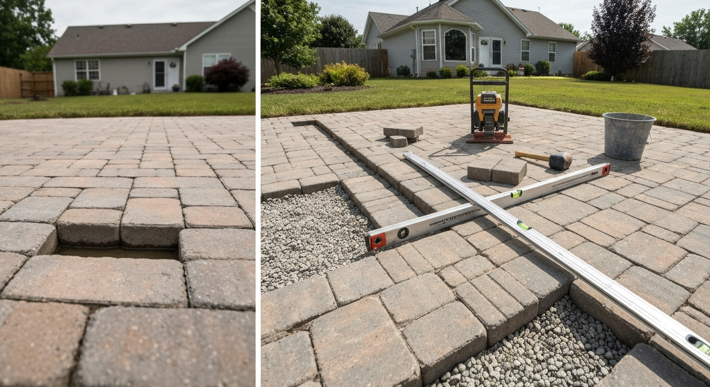 How to Level a Sunken Patio: Fix Pavers, Slab & Drainage