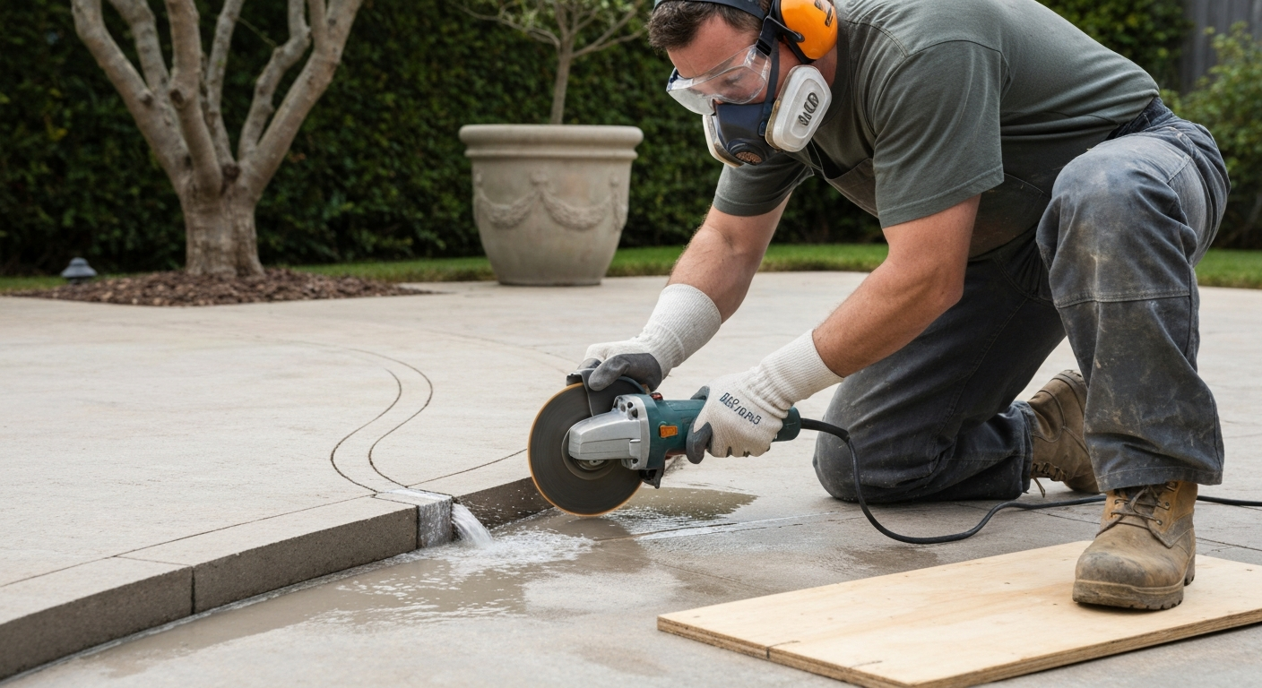 how to cut a curve in a patio slab