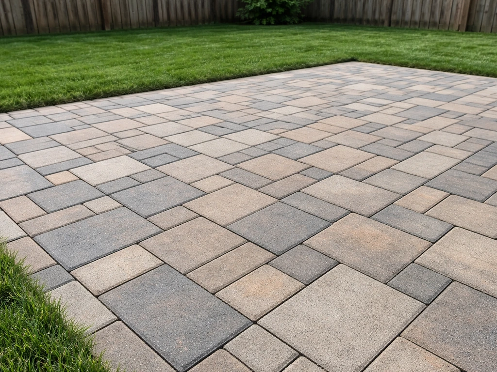 Backyard patio pavers with refreshed color and clean, evenly re-sanded joints after rejuvenation.